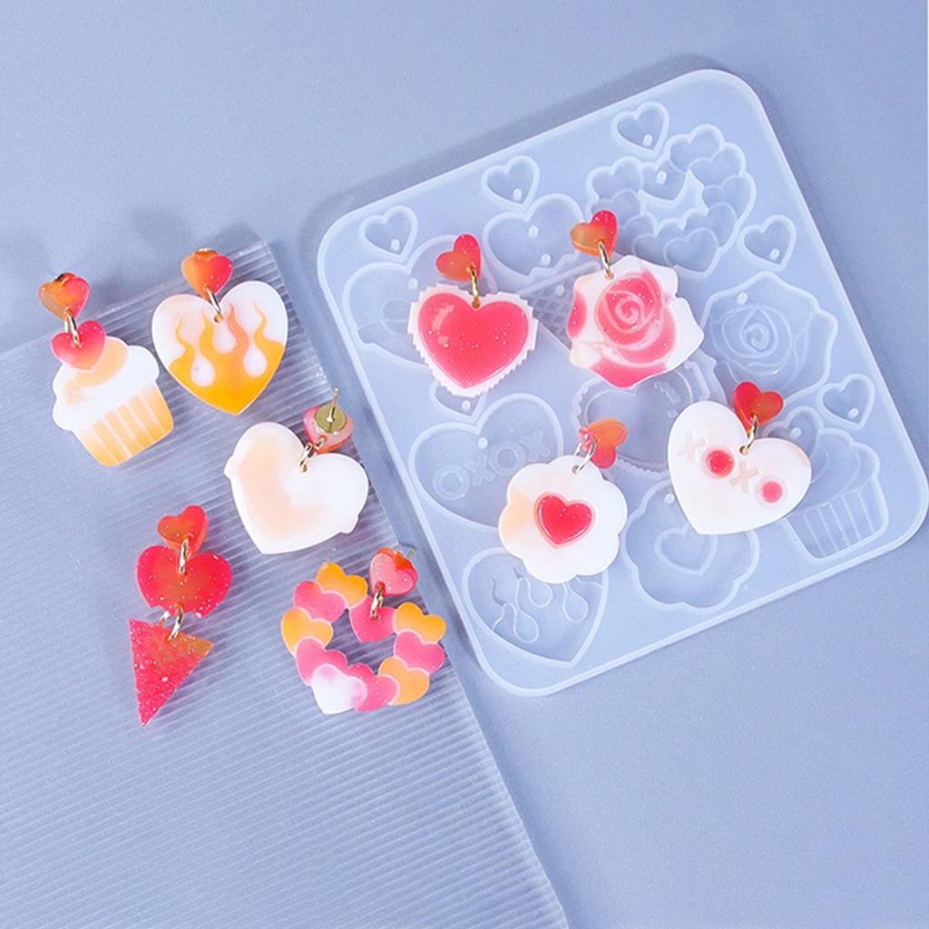 2pcs Heart Series Silicone Molds For Earrings Crafting Durable And Easy Release Ideal For Resin Jewelry Making