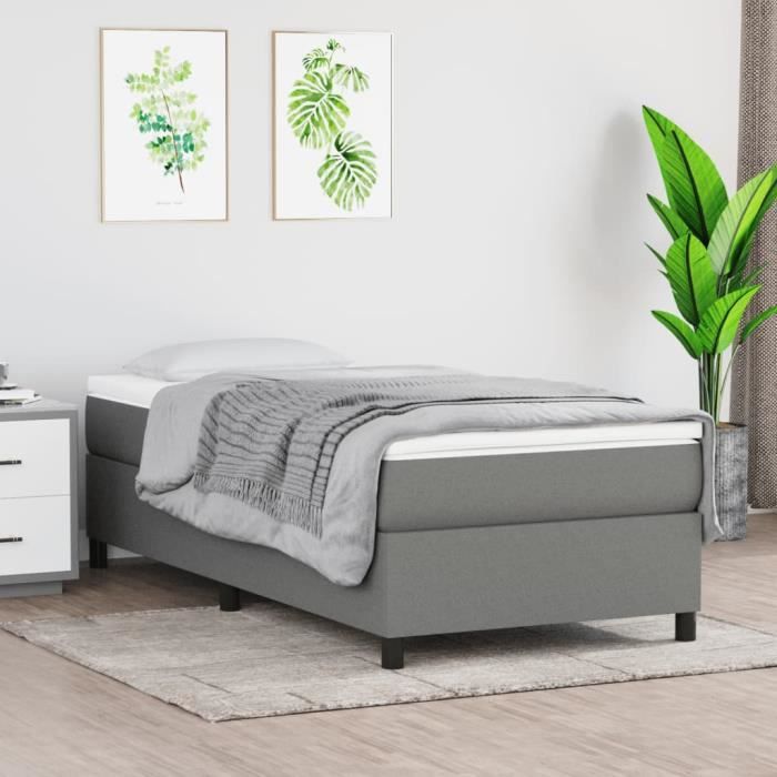 3144384 vidaXL Bed Base and Mattress Dark Grey 90x190 Cm Fabric