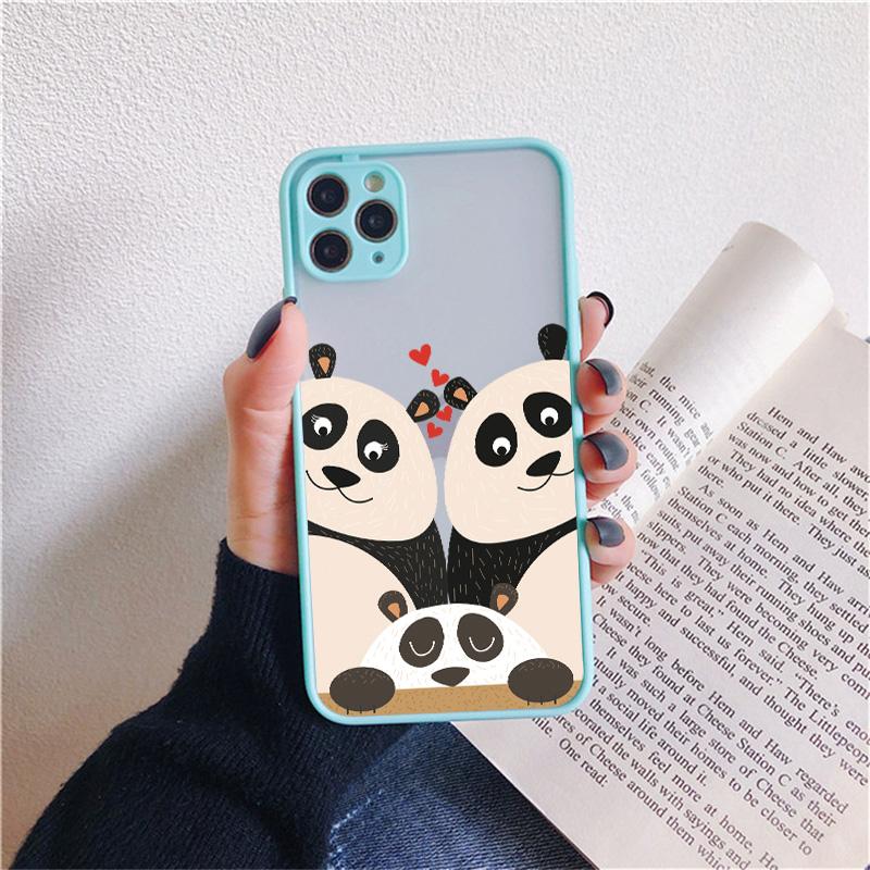 Creative Panda Family Cute Animal Phone Case for iPhone 15 12 13 11 14 Pro Max 7 8 Plus SE 2020 X XR XS Shockproof Couple Cover
