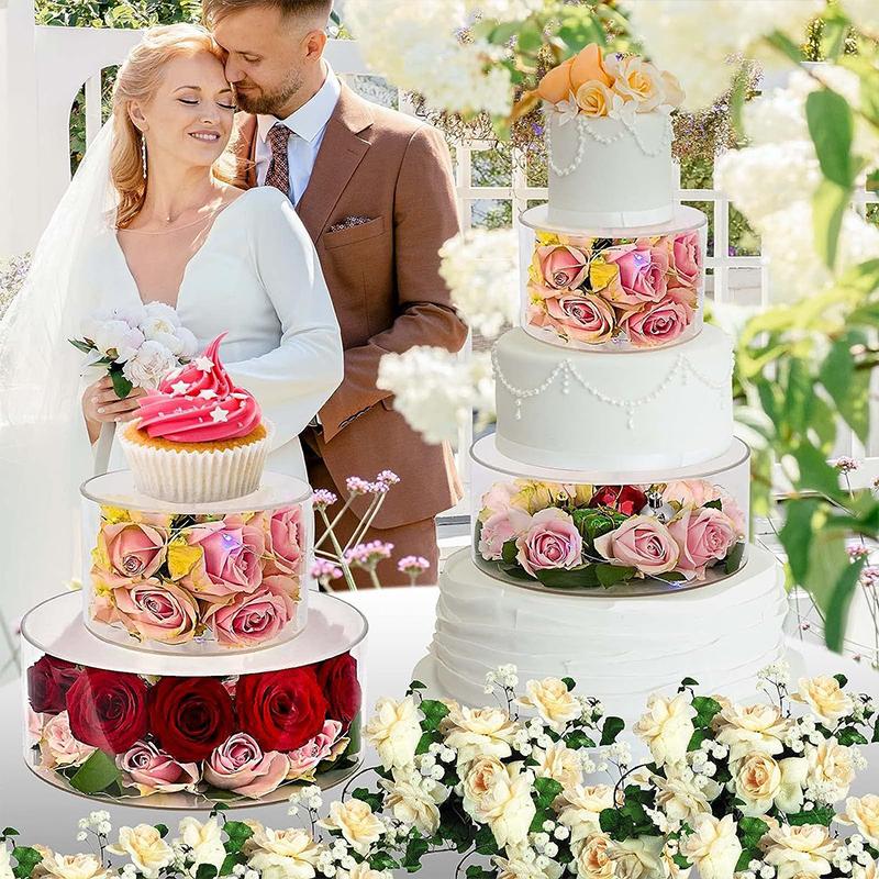 1PC Circular Cake Stand Stackable Acrylic Cake Rack DIY Cake Plastic Display Box Refillable Board Base 15/20/25cmx10cm