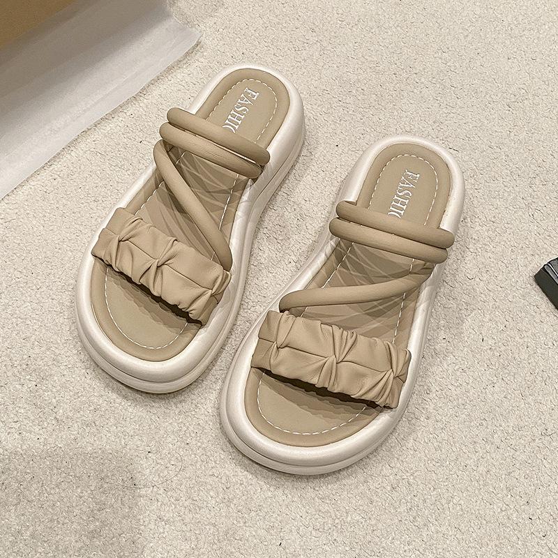 

2025 новые сандалии на толстой подошве женская обувь летние сандалии ощущение ходьбы по дерьму модный тренд удобные крутые шлепанцы женские 40 хаки