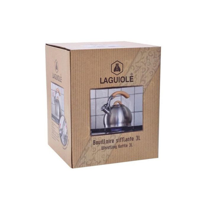 Bouilloire Sifflante 3 L - Manche En Bois - Acier Inoxydable