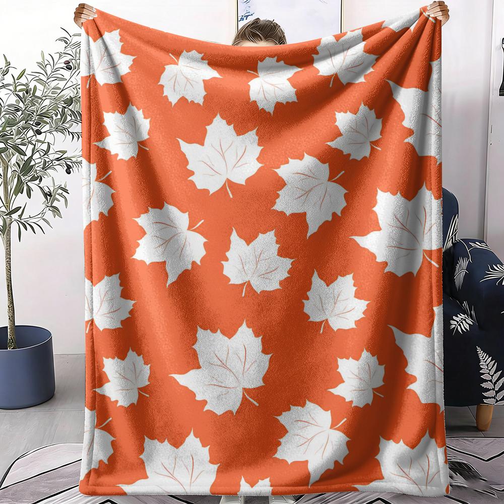 Autumn Fall Leaves Throw Soft Flannel Throw Summer AC Blanket Lightweight Cool Nap Blanket for Sofa Bed Couch Travel 75X95CM