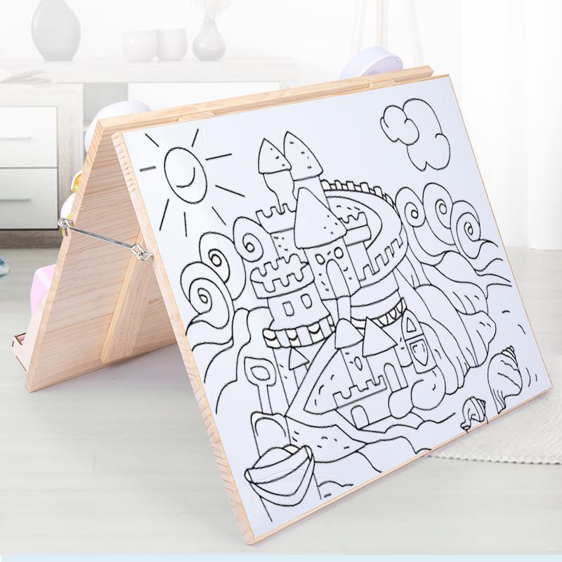 Montessori Children'S Wooden Double-Sided Drawing Board Busy Board Unlocking Wearing Shoes Clock Puzzle Multi-Functional Enlightenment Science And Toy