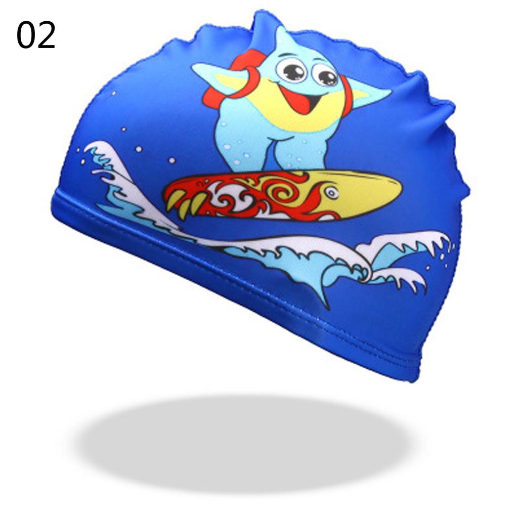 Kids Cartoon Print Swimming Cap for Girls and Boys Comfortable Waterproof