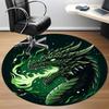 1pc Green Dragon Illustration Carpet, Round Non Slip Durable Large Size Office Carpet, Suitable for Office