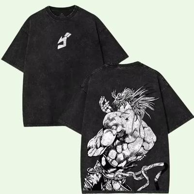 Anime Abenteuer Dio Print T-Shirt Herren Kurzarm Kleidung Gewaschene Baumwolle T-Shirt Retro Manga T-Shirt