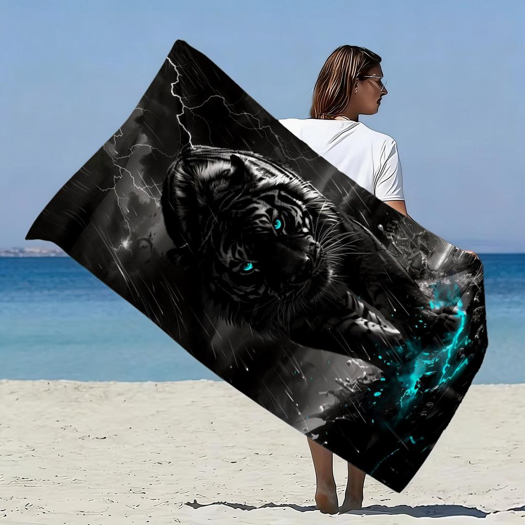 Black Panther Lightning Print Beach Towel Polyester Soft Quick Dry Large Bath Towel Summer Swimming Pool Surfing Blanket