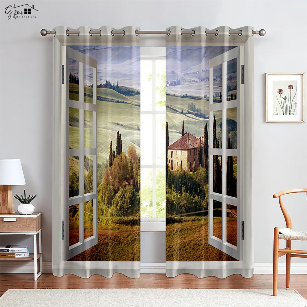 3D Printed Curtains For Seaside Sky Mediterranean Style Curtains Suitable For Bedroom Living Room Guest Room Decorative Curtains