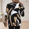 Women Plus Size Round Neck Long Sleeve Tie Dye Printed Pullover Sweatshirt