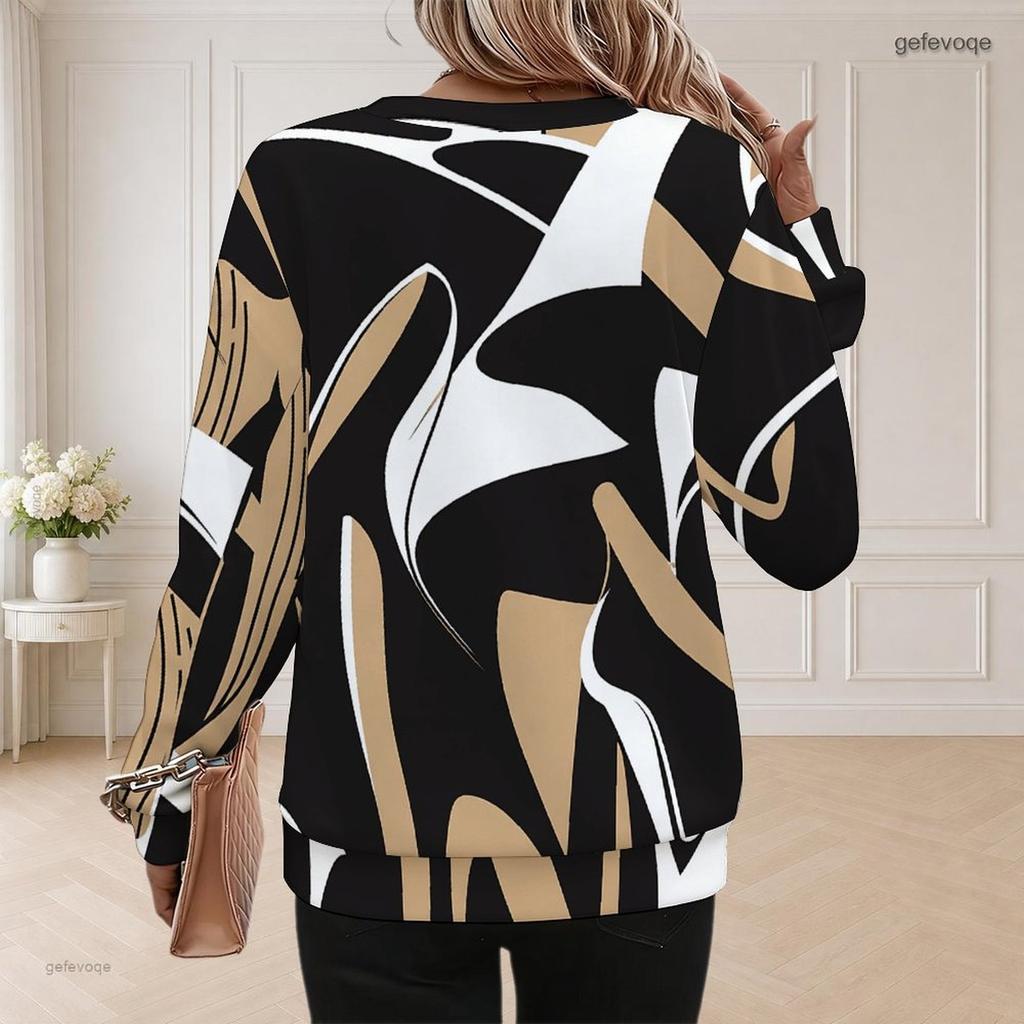 Women Plus Size Round Neck Long Sleeve Tie Dye Printed Pullover Sweatshirt