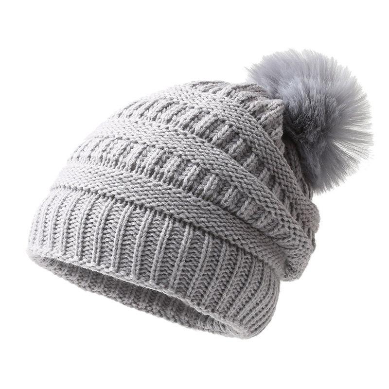 

Hairball Wool Hat Women s Autumn and Winter Fashion Twist Knitted Hat Thickened Warm Cover Hat elastic force серый