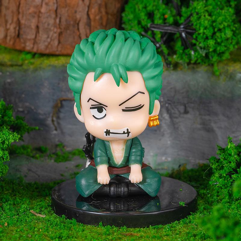 Mini One Piece Character Figurine Sitting Posture Luffy Solon Figurine PVC Model Ornament Anime Peripheral Children's Toys