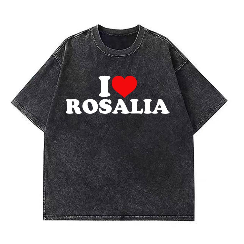 T-shirts Graphiques Notes de Musique Rosala LUX Unisexes Mode Femme T-shirt Ample Décontracté Esthétique T-shirts Lavés Streetwear