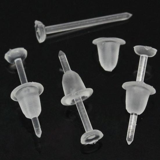 50 Teile/satz Unisex Klar Kunststoff Ohrring Post Ohr Pins Rücken DIY Schmuck Zubehör