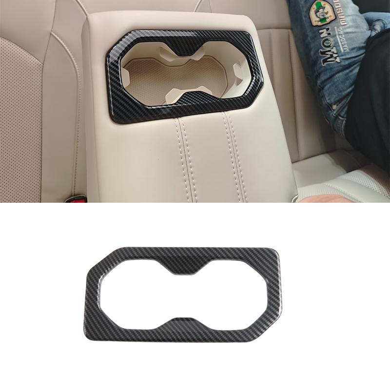 For MG S5 MG ES5 2025 2026+ ABS Carbon Fiber Rear Water Cup Holder Cover Trim Rear Water Cup Coffee Frame Interior Accessories