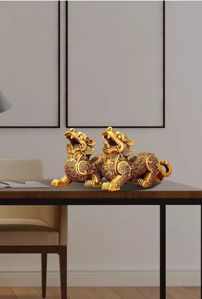 1 Pair High Quality Copper Animal Pixiu Inviting Wealth Opening Gifts Living Room Home Office Decor
