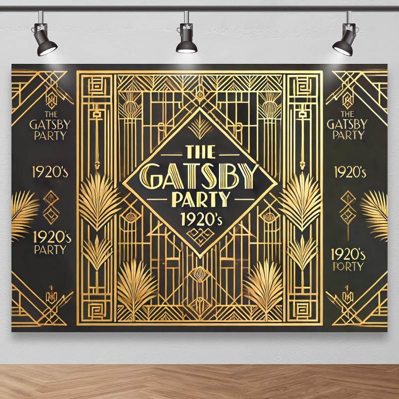 Gatsby style photography background fabric of the 1920s - golden art deco style, polyester material 100x150cm