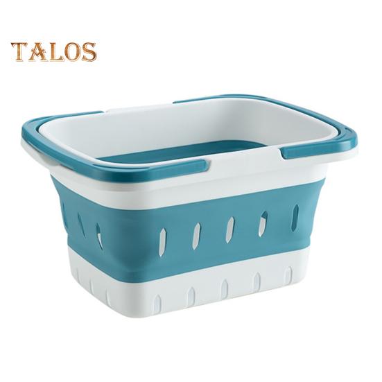 

Корзина для хранения, переносная складная пластиковая ванна, с ручкой, большая вместимость, прочный, выдерживающий нагрузку, дорожный органайзер для ванной комнаты синий