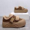 Baumwollschuhe Damen Samt Klettverschluss Jahr Dicke Sohle Schuhe Flauschige Schuhe Außen Brot Schuhe