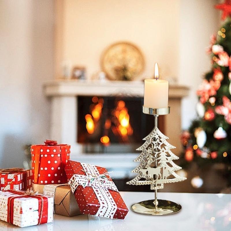 Christmas Holders Christmas Iron Art Candlestick Table Ornament Home Xmases Party Decors Decorative Stand