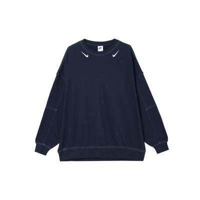 Sportbekleidung French Terry Bedruckter Rundhals Langarm Pullover Sweatshirt Damen sweatshirt Obsidian DZ6302-451