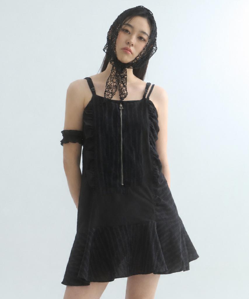 Mualeumoa Layer Patch Zip-Up Dress-Black