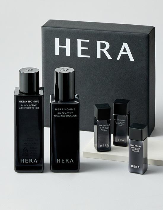 Hera New Homme Black Active Special Set 2 Types  125 Ml Toner  110 Ml Emulsion