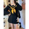 Longpen School Authentic Sailor Lolita Yellow Pleated Classic Cosplay Long JK Sailor School Lolita Costume for Photo Cultural Halloween Uniform, Suit,