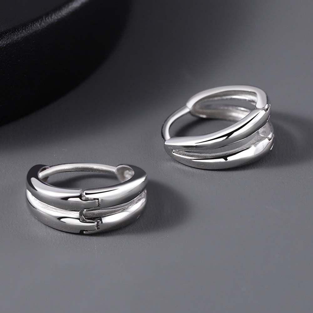 Color Double Circle Geometric Multi-layer Men Hoop Earrings Ear Studs Punk Jewelry Stud Earrings
