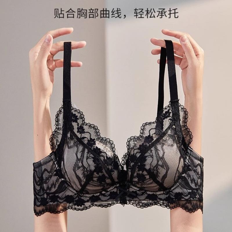 Black Lace Deep V Push Up Bra For Women
