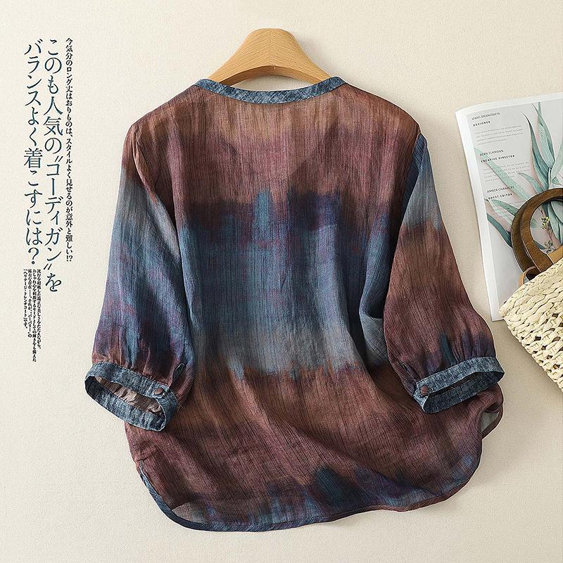 DIMANAF 2026 Summer Women Plus Size New Blouse Shirt Print Vintage Cotton Linen Casual Loose Lady Tops Tees Button