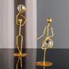 Athlete Crystal Ball Figurine Iron Gold Desktop Ornament Bedroom Living Room