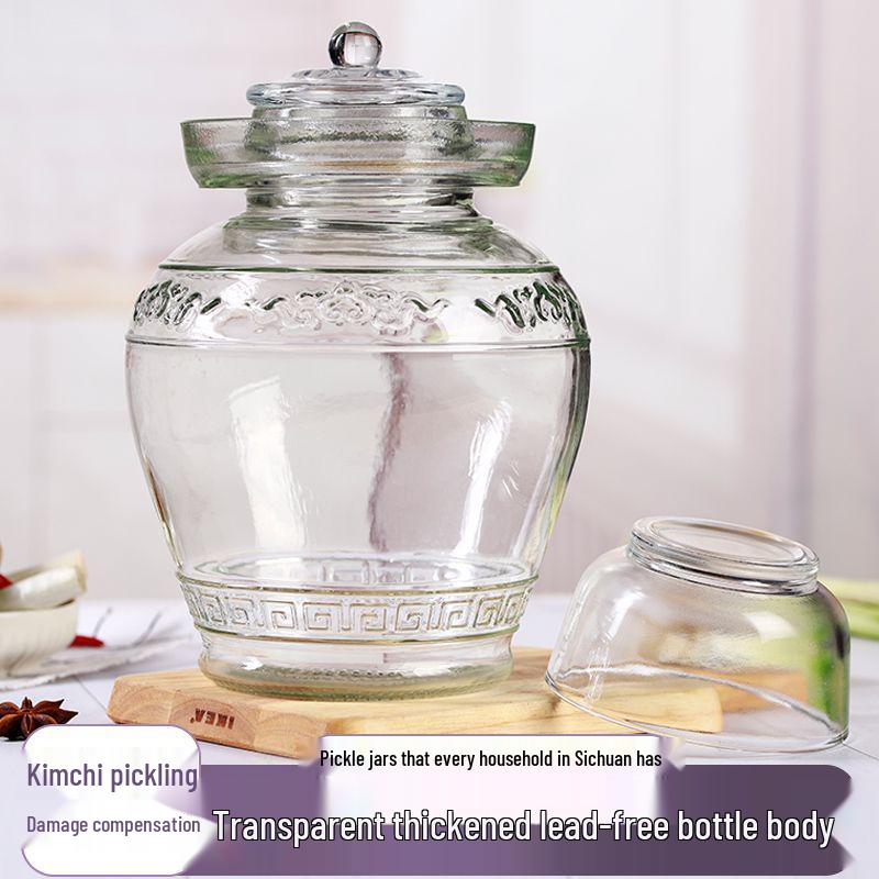 Thickened Glass Jar for Pickling: Sealed Household Container for Vegetables and Sauerkraut.