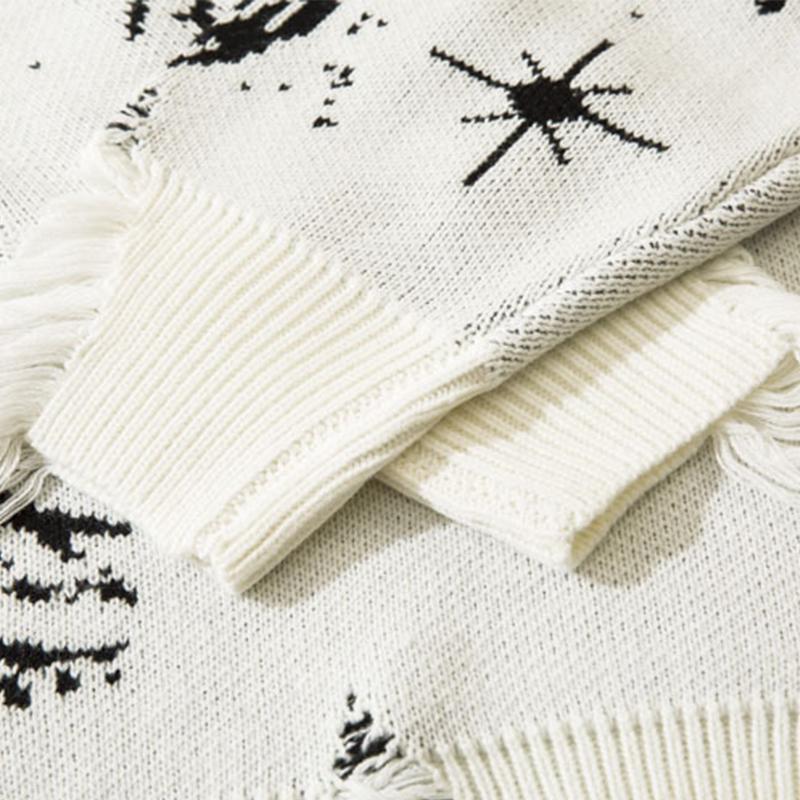 Europäische und amerikanische Herbst- und Winterpullover Y2k-Vintage-Pullover mit plissiertem Spiraldruck und lockeren Löchern