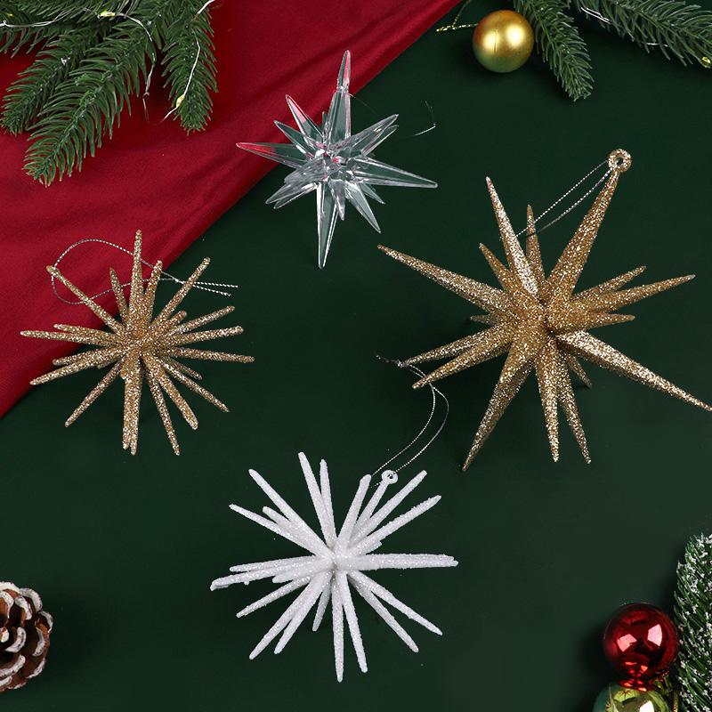 Christmas Tree Star Pendants Xmas Tree Transparent Gold Star Hanging Ornaments 2025 Christmas Decoration For Home New Year Gifts