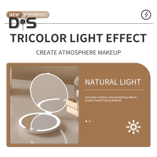 LED Lighted Makeup Mirror 3 Colors Lighting Adjustable Flip Mirror USB Rechargeable Portable Travel Mini Vanity Mirror with Lamp