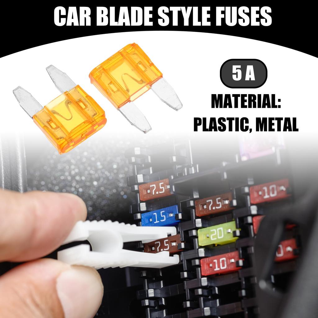 Partuto 50pcs Mini 5AMP APM/ATM Universal Car Fuse Blade Style