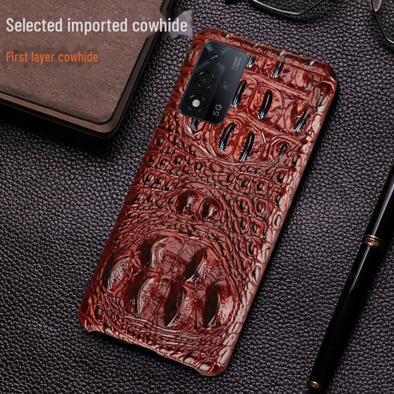 

OPPO A93 Cowhide Crocodile Skull Genuine Leather Protective Cover A92s