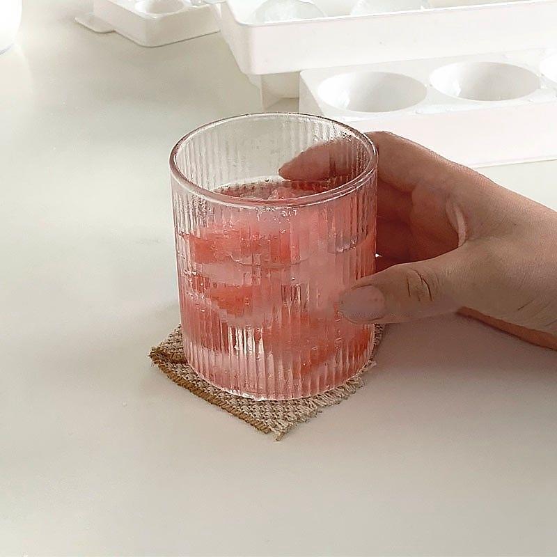 Coffee Glass Cup Japanese Striped Heat-Resistant Milk Coffee  Glass Mug Transparent Water Drinking Cup Kitchen Decor Water Glass