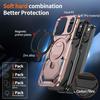 For iPhone 17 Pro Max Magnetic Case Ring Kickstand PC + TPU Hybrid Phone Cover