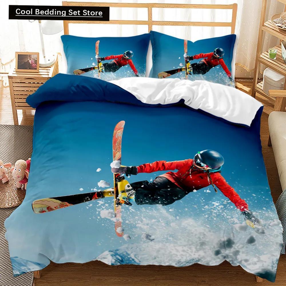 

Комплект пододеяльников для катания на лыжах, одеяло для снежных гор, экстремальные виды спорта, полиэстер, одеяло для сноуборда, двойной размер Queen King Size EU single(135x200cm)