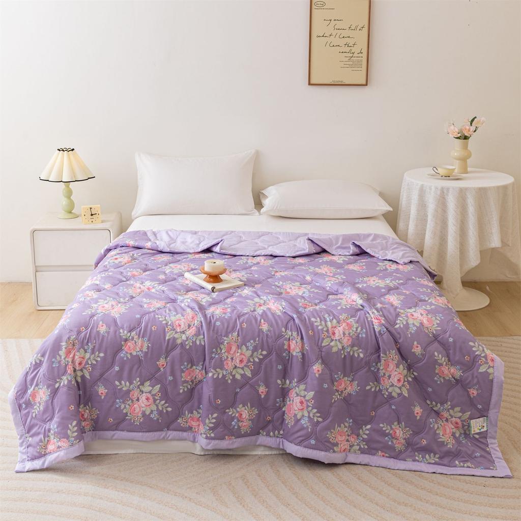 Soft Skin Friendly Summer Quilt Set or Single Quilts Lightweight Breathable Thin Comforter Sets Washable Single Double Blanket