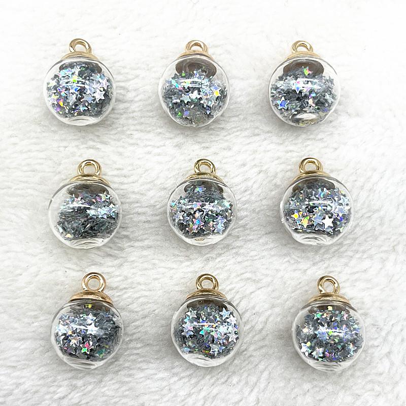 New 16mm Colorful Transparent Ball Glass Star/Round Charms Pendant Find Hair Accessories Jewelry Charms Earring