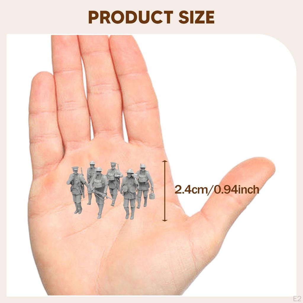6 Pieces British Figure Models Miniature Figurines Men Playset Toys DIY Painting for Games Crafts