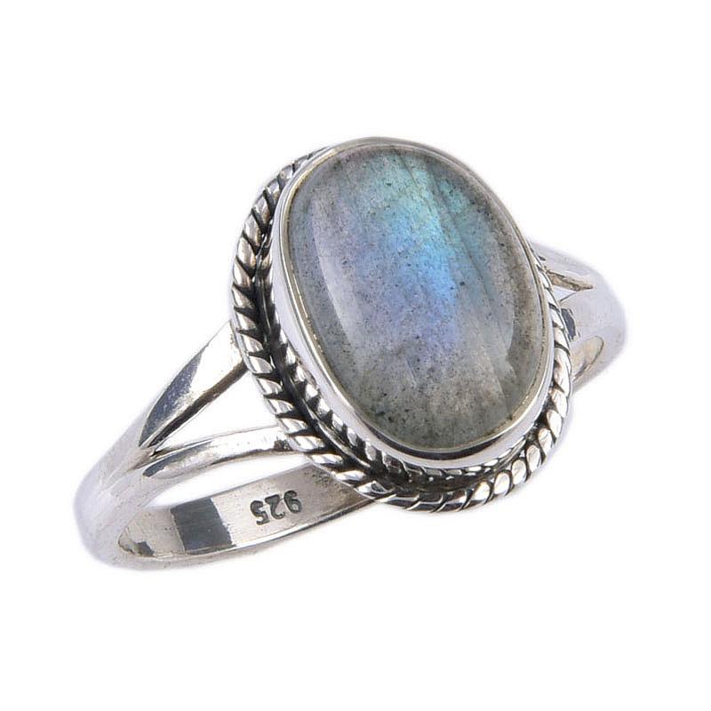Natural Labradorite Gemstone Handmade 925 Solid Sterling Silver Ring Size 9 E8v12