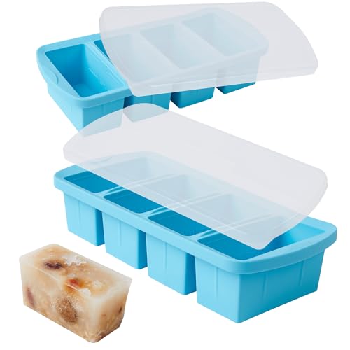 1 2 4 Cup Silicone Soup Freezer Container Lunch Storage Tray Cubes Moulds Set Microwave Safe with Lids
