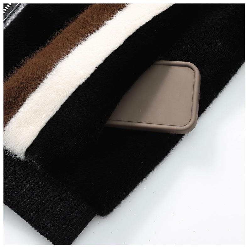 Herren Winter Goldner Nerzmantel - Warme Samtjacke