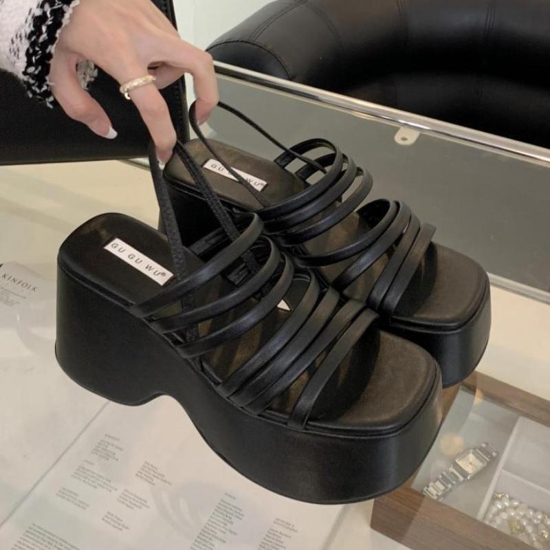 Comfortable Narrow Band Platform Women Sandals Summer Ankle Strap High Heeled Slippers New Fashion Non-slip Beach Casual Shoes