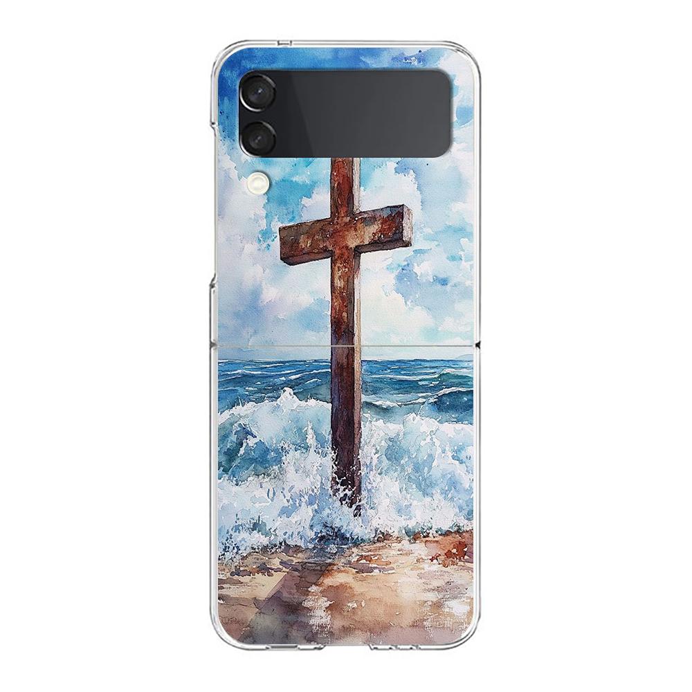 

Verse of The Christian Bible Jesus Phone Case For Samsung Galaxy Z Flip 3 4 5 Hard Folding Clear PC For Samsung Z Flip 6 Cover Samsung Z Flip 4